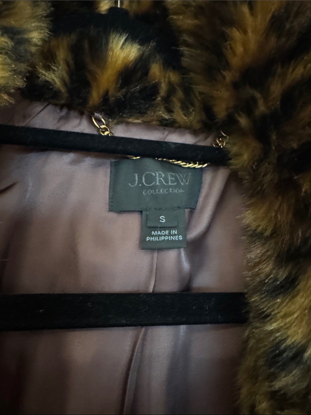 J. Crew Collection Leopard Print Faux Fur Pea Coat in Brown/Black - Picture 2 of 6